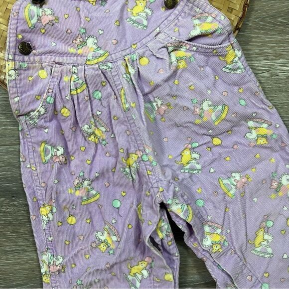Vintage 90’s‎ cat and pony print corduroy overalls purple - Picture 2 of 7
